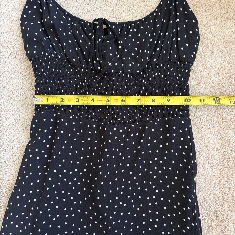 Reformation‎ Fraise Polka Dot Mini Dress Black Tie Front Slip Dress Women's 4 - Picture 15 of 16